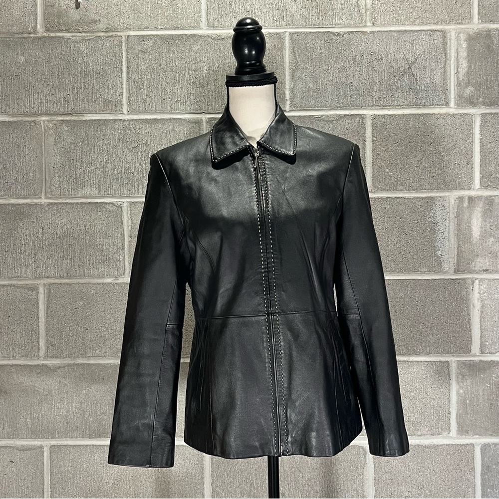 Women’s Modern Essentials leather jacket.